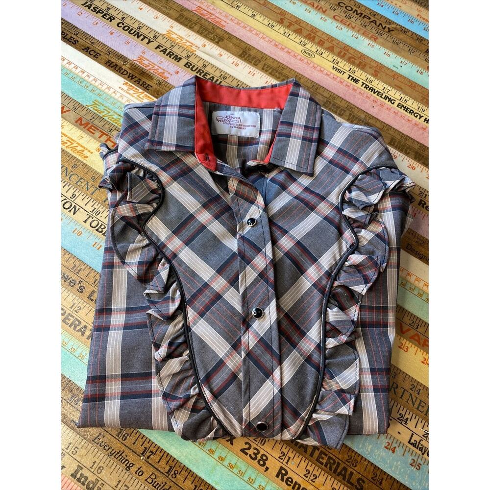 Plaid Ruffle Women's Blouse - Picture 14 of 14